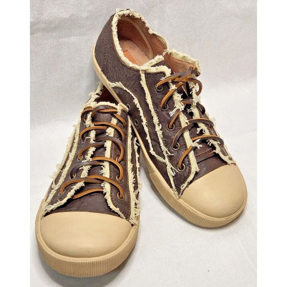 Rare Jim Barnier Handcrafted Leather Sneakers Casual Shoes Brown Womens Size US8